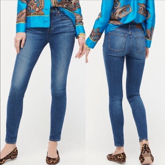J. Crew 9” High Rise Toothpick Eco Jeans in Ocean Blue Wash - Picture 1 of 12